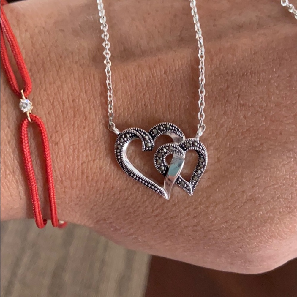Two heart silver necklace